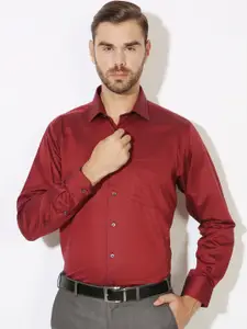 Van Heusen Men Red Slim Fit Solid Formal Shirt