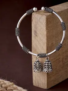 ATIBELLE Women Silver-Plated Oxidized Silver Bangle