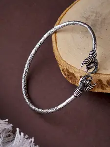 ATIBELLE Silver Plated Oxidised Handcrafted Textured Bangle