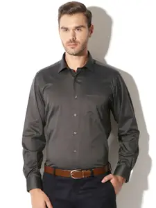 Van Heusen Men Charcoal Grey Slim Fit Solid Formal Shirt