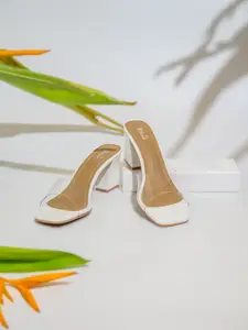 Inc 5 Women White Embellished Transparent Sandals