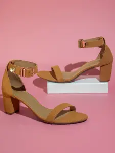 Inc 5 Beige & Beige Textured Block Sandals