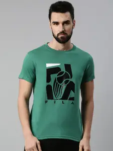 FILA Men Green Printed Organic Cotton T-shirt