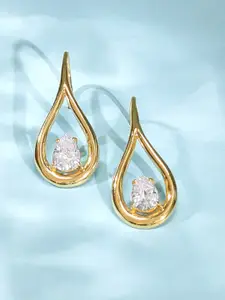 Rubans Silver Rubans 925 Sterling Silver Gold-Plated Flame of Hope Zirconia Drop Earrings