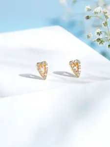 Rubans Silver Rubans 925 Sterling Silver Gold-Plated The Sparkling Heart Stud Earrings