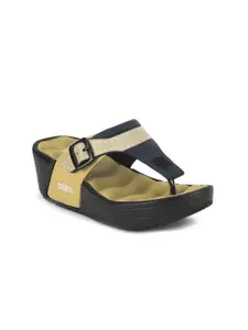 Adda Women Beige and Black Colourblocked Comfort Sandals