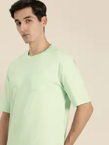 ether Men Green Pure Cotton T-shirt