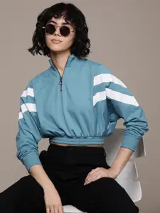 The Roadster Lifestyle Co. Women Striped Crop Sweatshirt