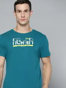 HRX By Hrithik Roshan Lifestyle Men Petrol Bio-Wash Typography Tshirts