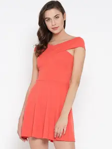 Veni Vidi Vici Women Orange Solid Fit & Flare Dress