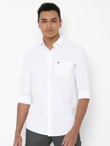 Allen Solly Men White Slim Fit Micro Ditsy Printed Casual Shirt
