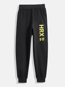 HRX by Hrithik Roshan Boys Charcoal Melange Brand Logo Detail Lifestyle Joggers
