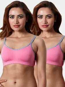 Sonari Sonari Pack of 2 Pink & Grey Solid Camisole Bra