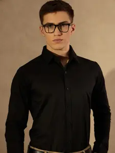 DENNISON Men Black Pure Cotton Smart Formal Shirt
