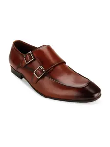 Regal Men Tan-Brown Solid Leather Formal Monks