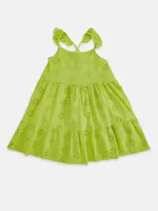 Pantaloons Junior Girls Green A-Line Cotton Dress