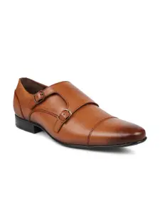 PRIVO by Inc.5 Men Tan Solid Monk Formal Shoes