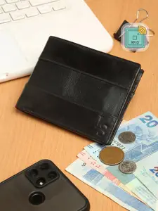 LOUIS STITCH Men Black Leather Two Fold RFID Protection Wallet