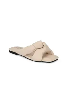 Zebba Women Beige Open Toe Flats