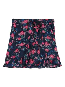 Allen Solly Junior Girls Navy Blue Floral Printed Shorts