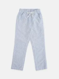 Pantaloons Junior Boys Blue Striped Trousers