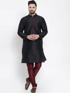 Kaifoo Men Black Kurta with Churidar