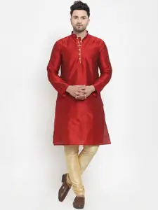 Kaifoo Men Maroon Kurta with Churidar