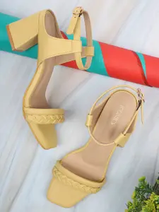 ICONICS Yellow Colourblocked Block Pumps with Buckles