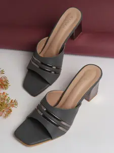 ICONICS Women Grey Block Heels