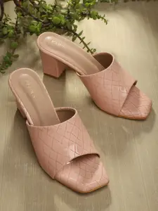 ICONICS Women Pink Textured Block Heels