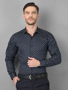 Canary London Men Navy Blue Smart Slim Fit Printed Casual Shirt