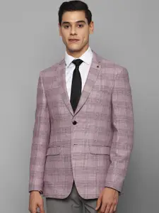 Allen Solly Men Purple Checked Single-Breasted Slim-Fit Formal Blazer