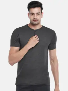 BYFORD by Pantaloons Men Grey Henley Neck Slim Fit Outdoor T-shirt
