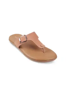 WALKWAY by Metro Women Beige T-Strap Flats with Buckles