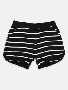 Pantaloons Junior Girls Black & White Striped Shorts