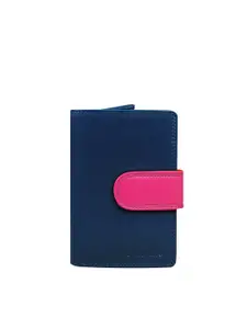 CALFNERO Women Blue & Pink Leather Two Fold Wallet