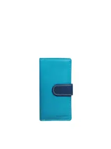 CALFNERO Women Turquoise Blue Leather Two Fold Wallet