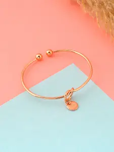 Yellow Chimes Yellow Chimes Women Rose Gold-Plated Brass R Initial Cuff Bracelet