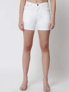 River Of Design Jeans Women White Slim Fit High-Rise Denim Shorts