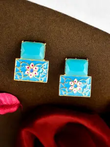 Silvermerc Designs Gold-Plated Blue Contemporary Earrings