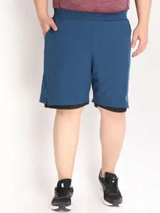CHKOKKO Plus Men Blue Running Sports Shorts