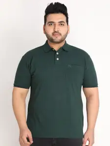 CHKOKKO Plus Men Green Polo Collar Outdoor T-shirt