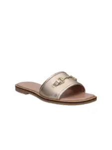 Bugatti Women Gold-Toned Open Toe Flats with Buckles