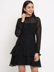 MARC LOUIS Black Georgette Embellished Dress