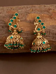 Fida Green Peacock Shaped Jhumkas Earrings