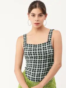 FOREVER 21 Women Black & White Checked Cami Crop Top