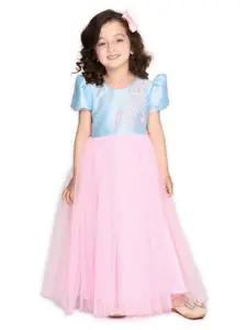 SAKA DESIGNS Pink Net Maxi Dress
