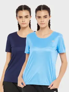 Clovia Women Multicoloured 2 Slim Fit Training or Gym T-shirt