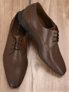 Van Heusen Men Brown Solid Leather Formal Derbys