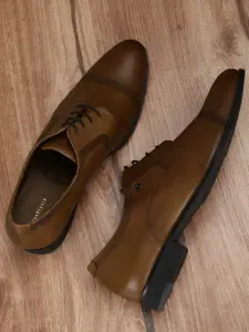 Van Heusen Men Brown Solid Leather Formal Derby Shoes